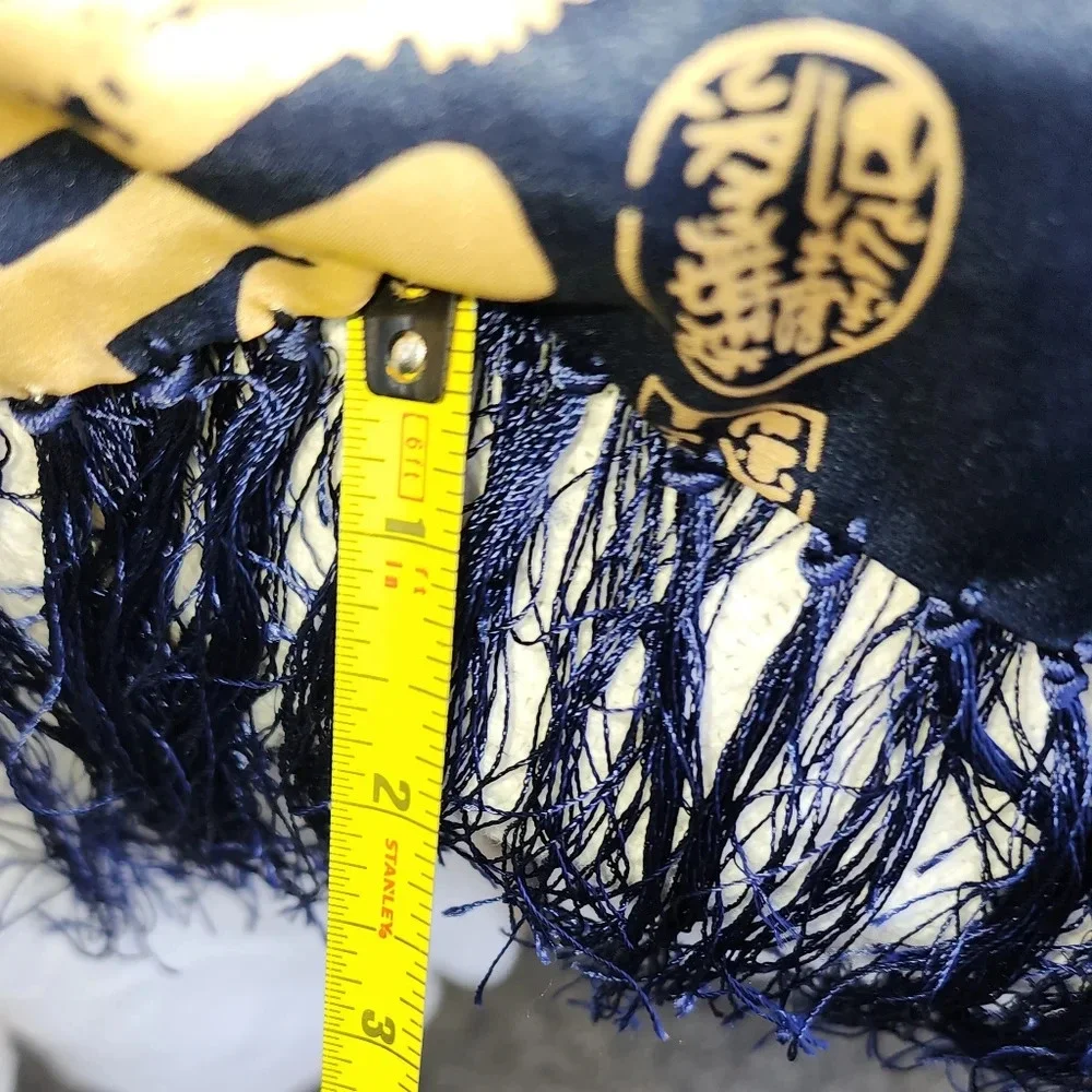 Vintage Asian silk fringed‎ scarf/ shawl